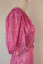 Vintage 80s Debra Fashions Melbourne Pink & White Abstract Pattern Shirtwaister Dress Size 10/12