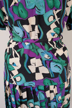 Vintage 80s Styled By Antonia Abstract Pattern Dress Size 16