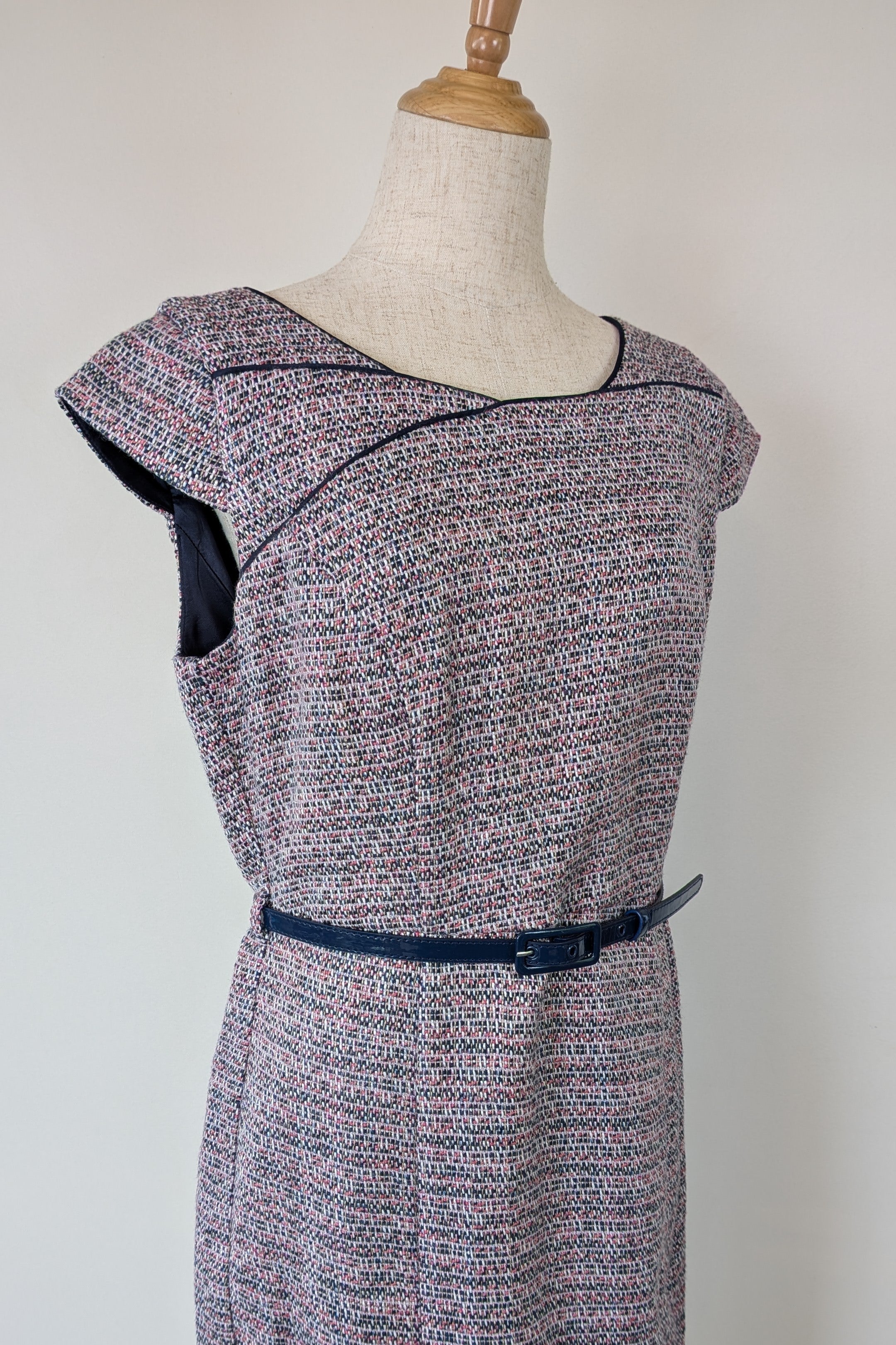 Review Tweed Pencil Dress with Belt Size 12