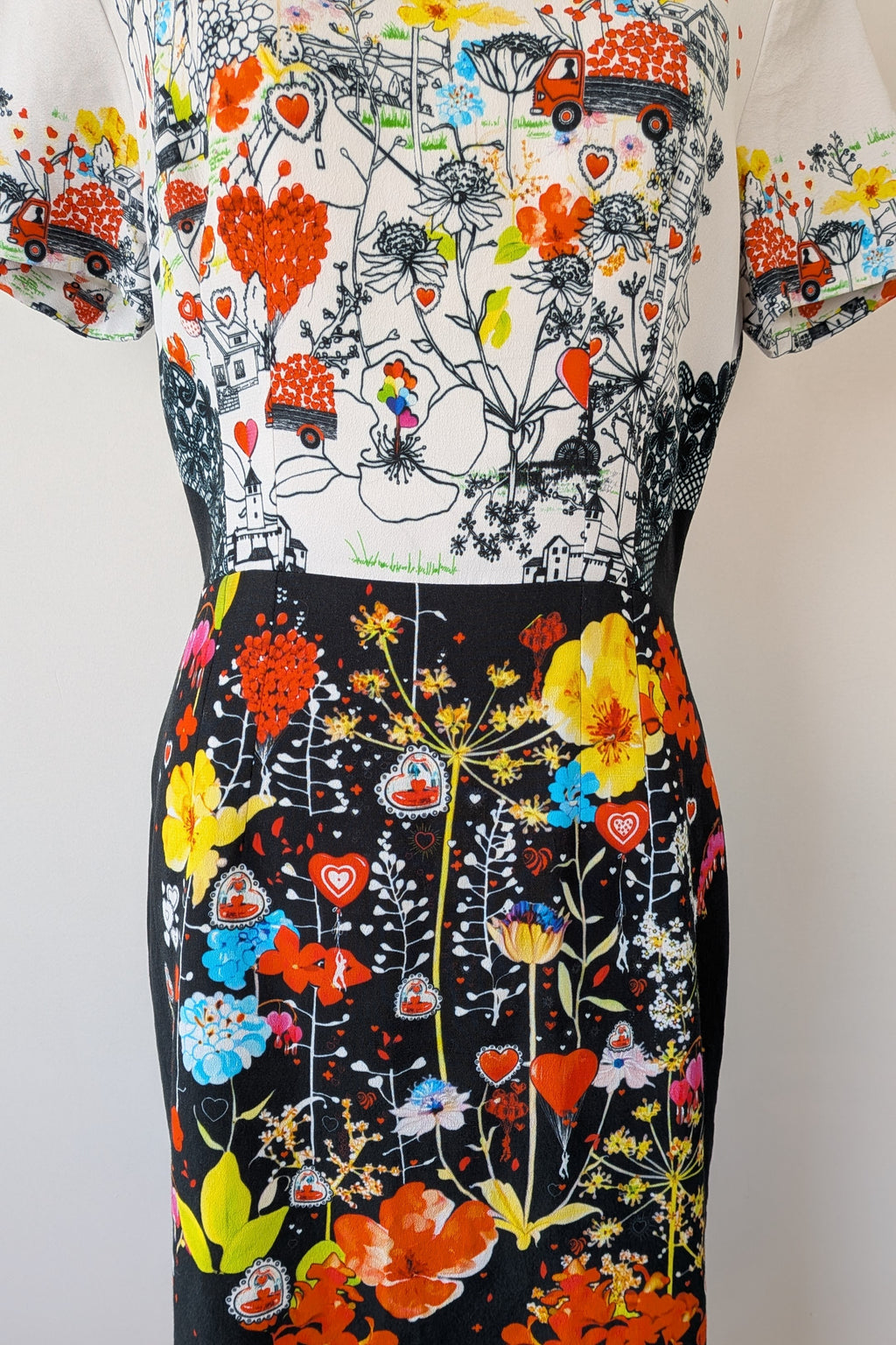 Piccione.Piccione Italian Designer Printed A-Line Dress Size 10/12