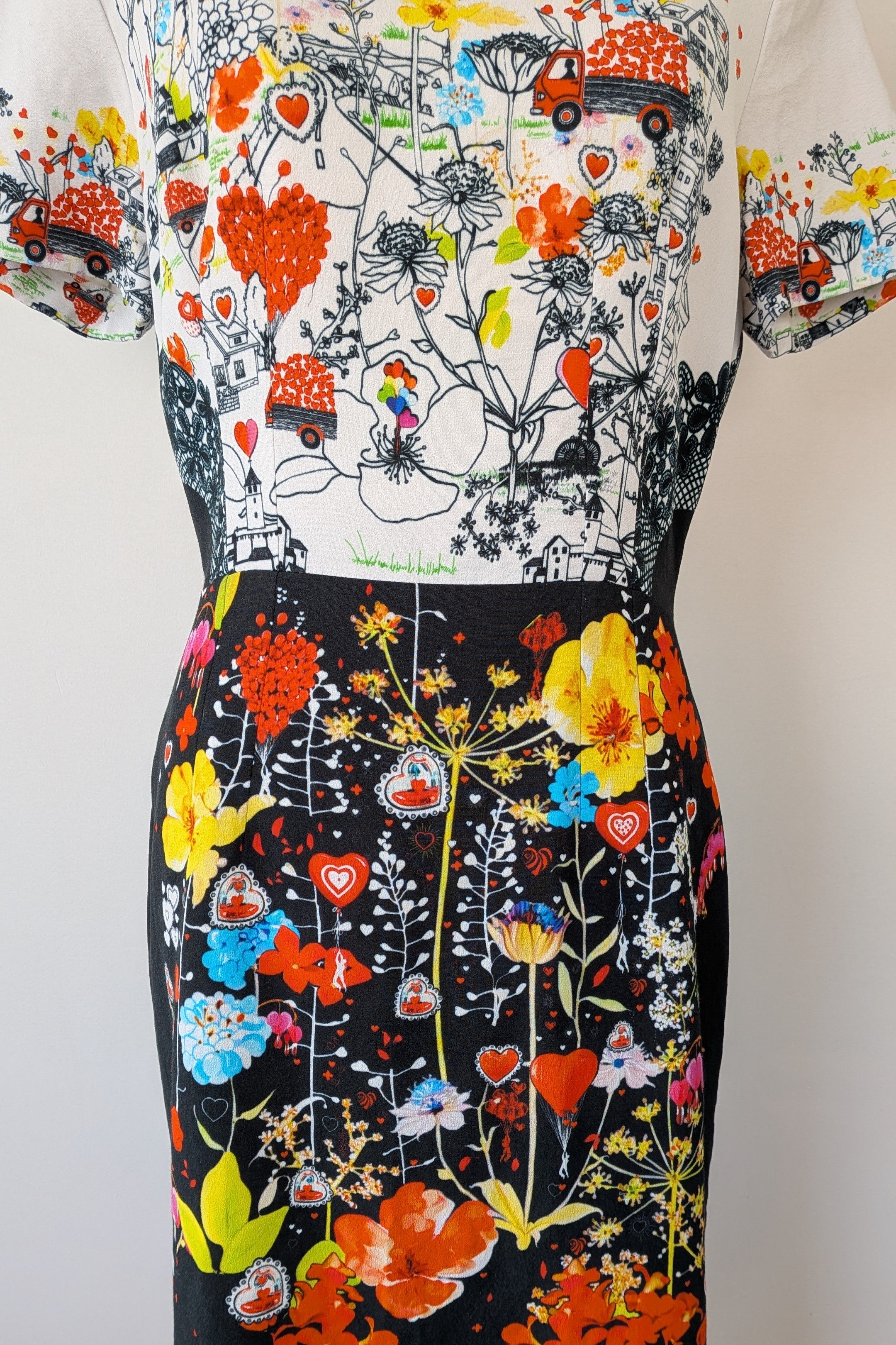 Piccione.Piccione Italian Designer Printed A-Line Dress Size 10/12