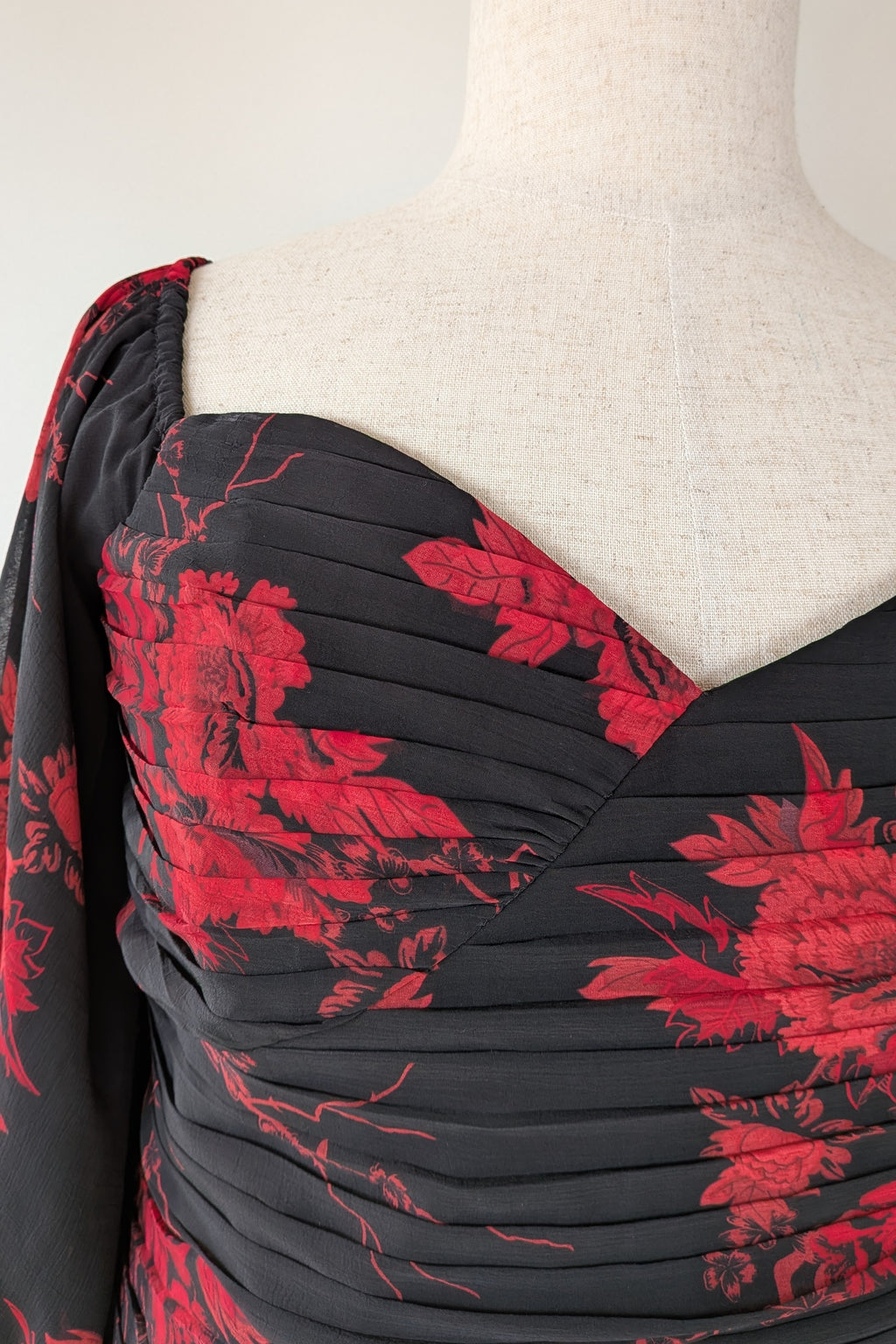 City Chic Crimson Garden Ruched Off The Shoulder Dress Size S