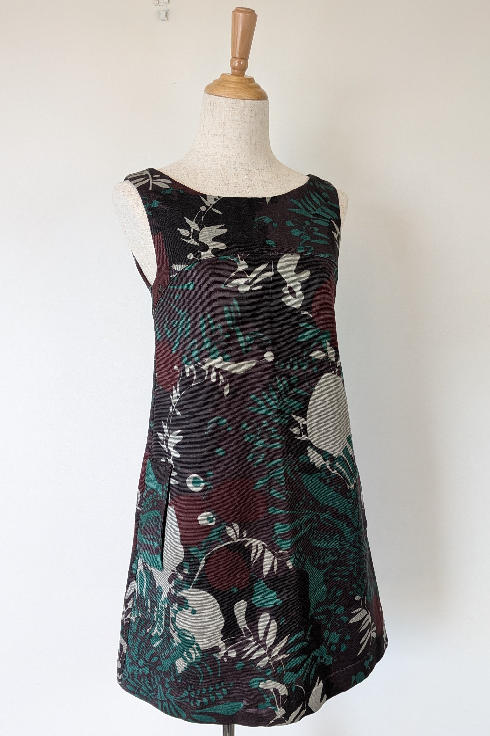 Vintage Cue Botanical Print Shift Dress Size 6