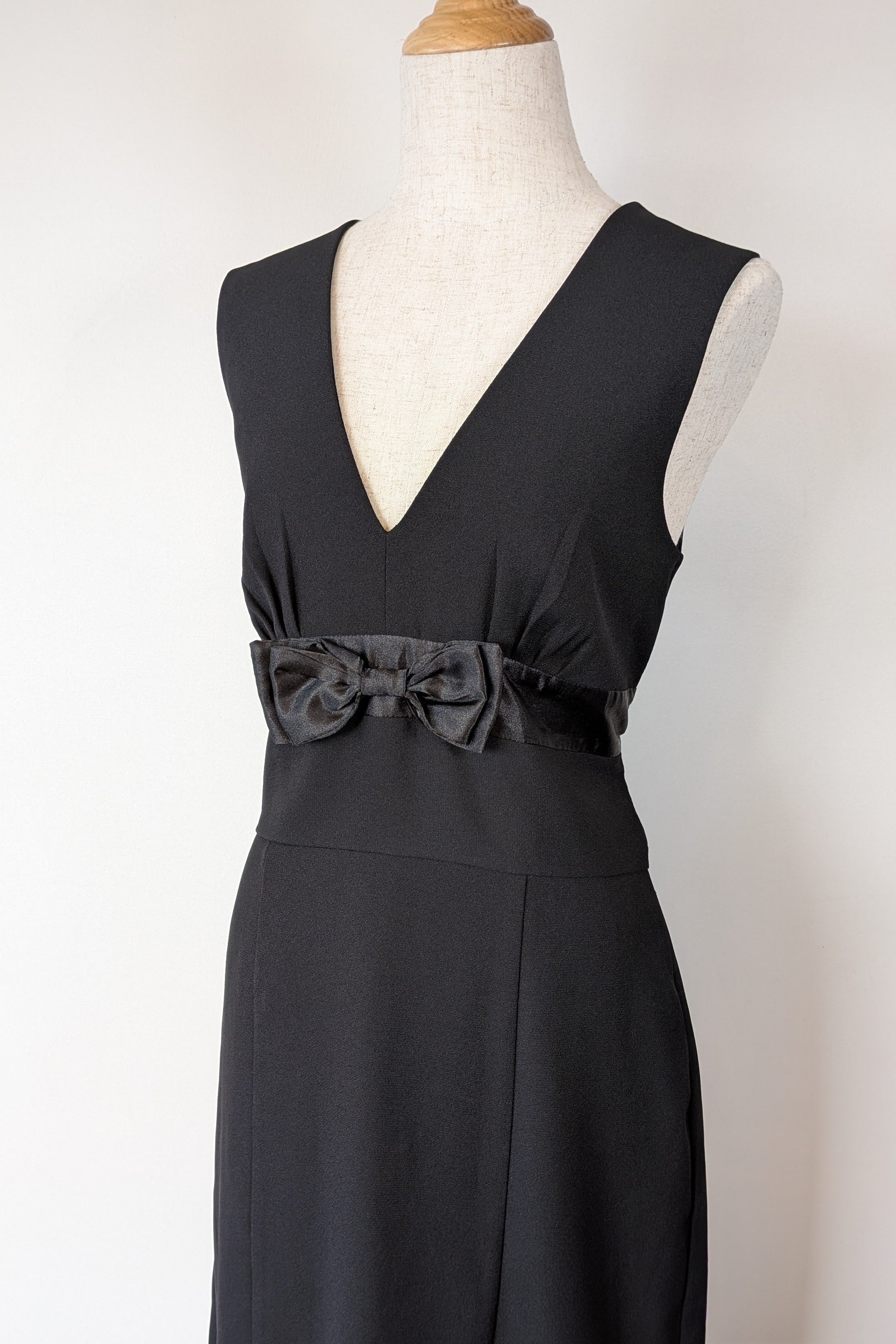 Vintage Y2K Crossroads Sleeveless Black Bow Cocktail Dress Size 12/14