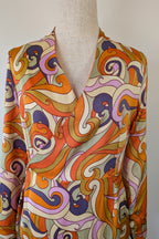 Never Fully Dressed Retro Groove Orange Wrap Midi Dress Size S