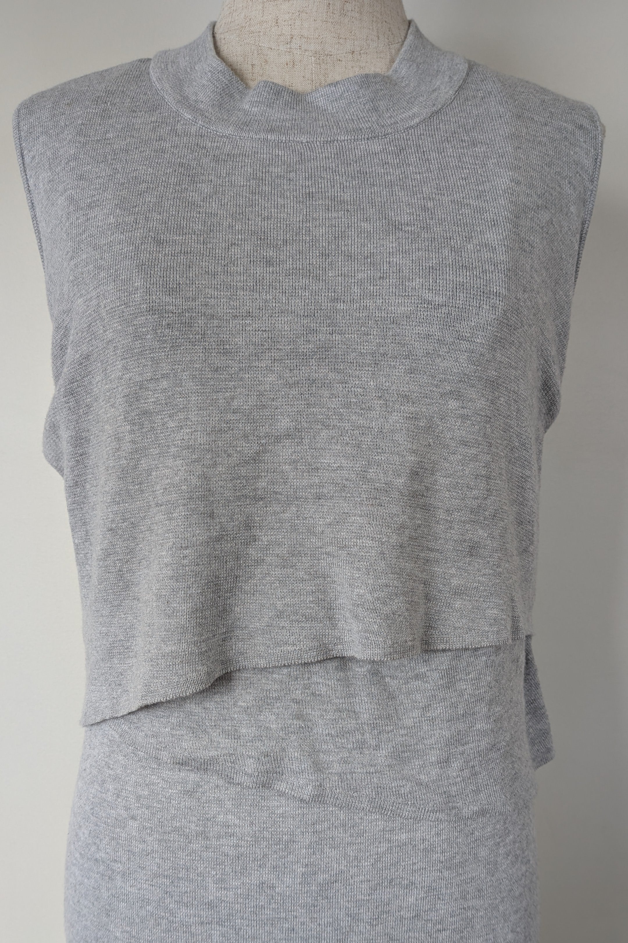 Ripe Maternity Silver Marle Layered Knit Nursing Dress Size M