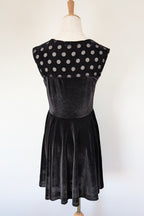 Quirky Circus Black Velvet Sweetheart Skater Dress Size 10