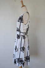 Orientique Black White Arty Linen Cotton Dress Size 10