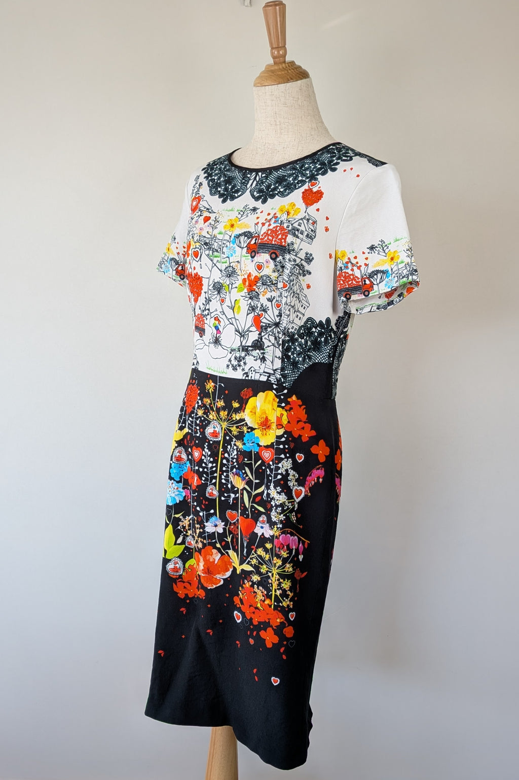 Piccione.Piccione Italian Designer Printed A-Line Dress Size 10/12