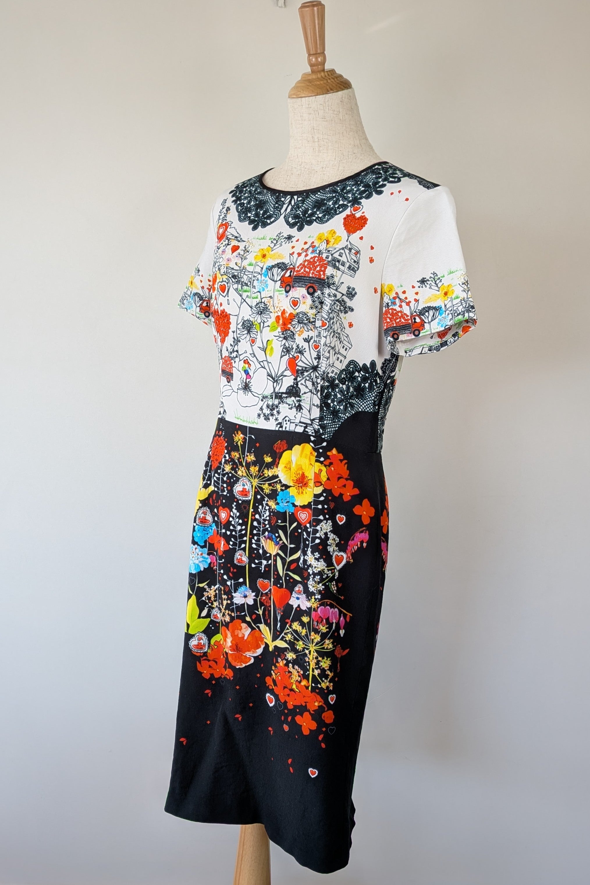 Piccione.Piccione Italian Designer Printed A-Line Dress Size 10/12