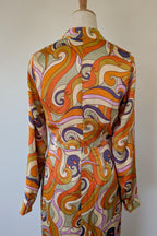 Never Fully Dressed Retro Groove Orange Wrap Midi Dress Size S