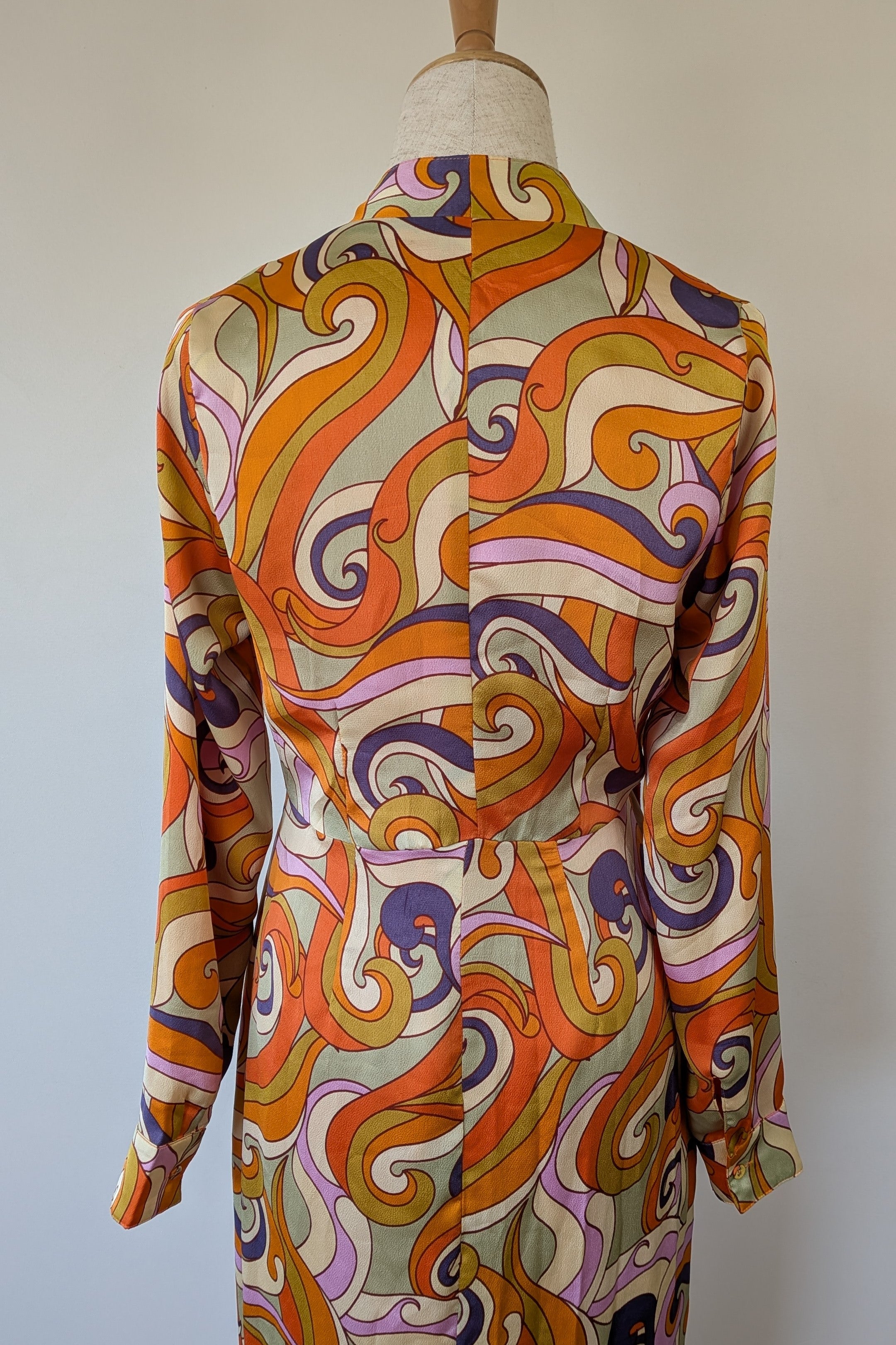 Never Fully Dressed Retro Groove Orange Wrap Midi Dress Size S