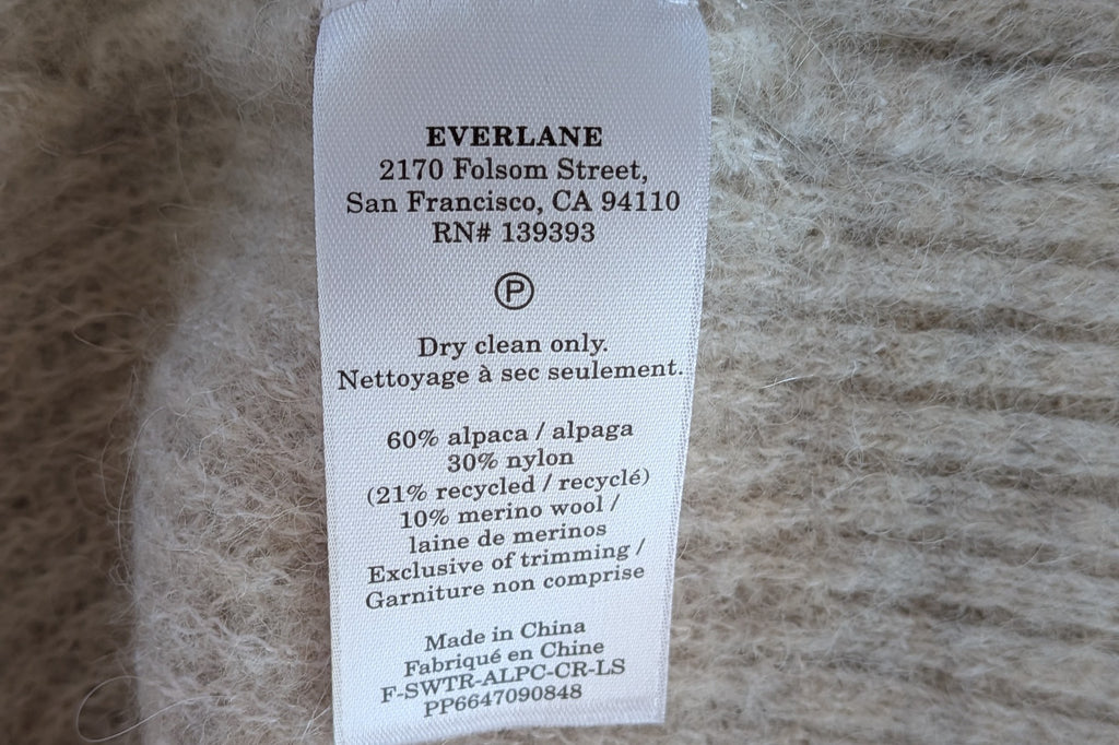 Everlane The Cocoon Crew in Alpaca Almond Jumper Size S