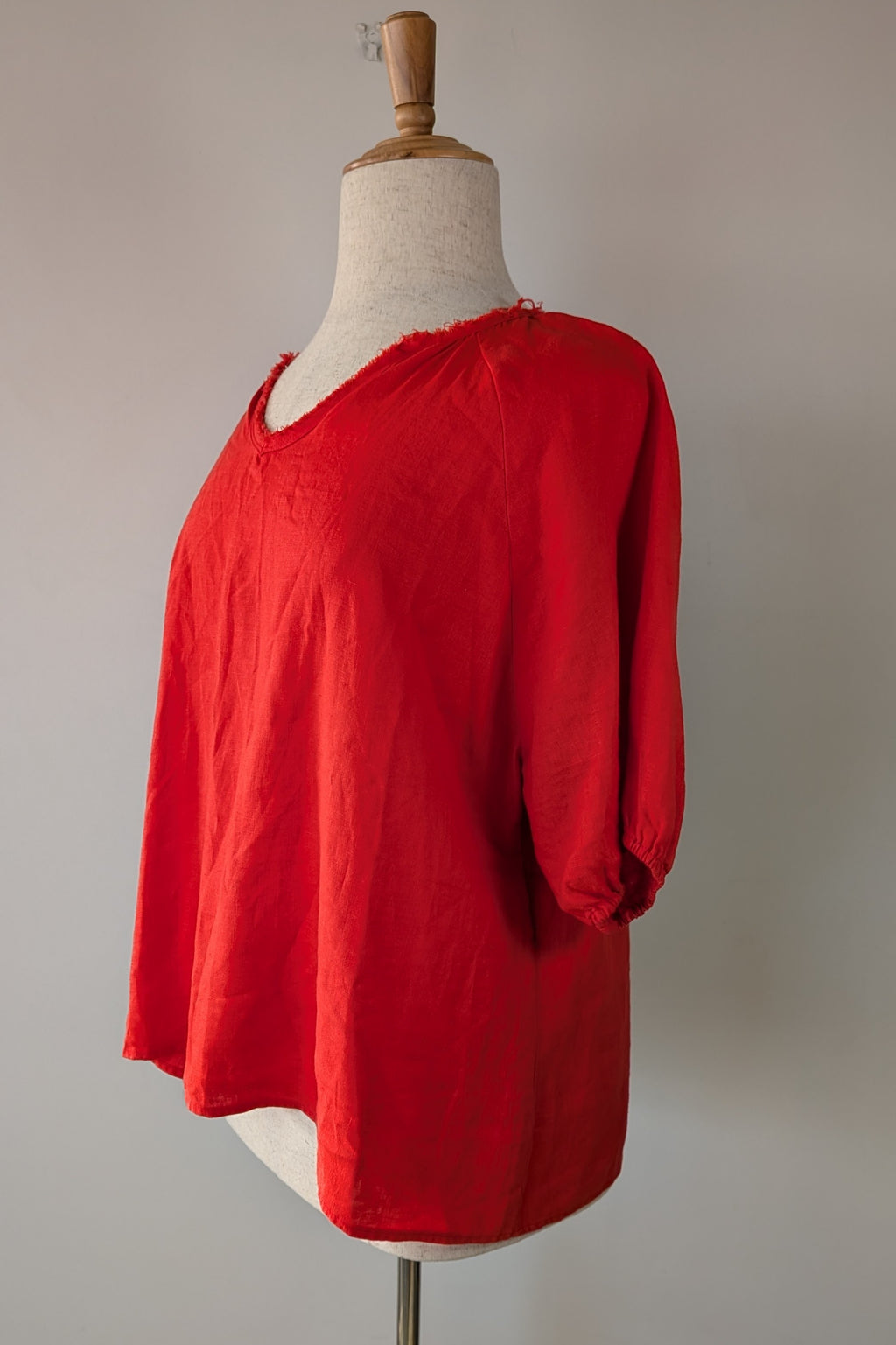 Soul Sparrow Red 100% Linen Top Size XL