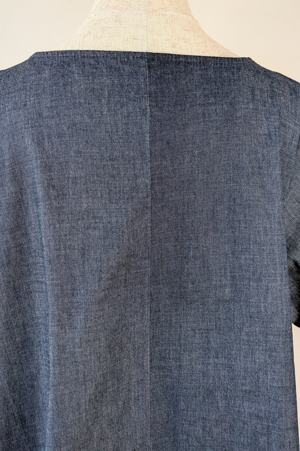 158C Blue Denim Cotton Blend Top in One Size