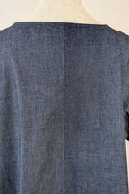 158C Blue Denim Cotton Blend Top in One Size
