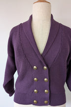 Vintage 80s Casaveen Pure New Wool Purple Cardigan (Made in Tasmania) Size 14