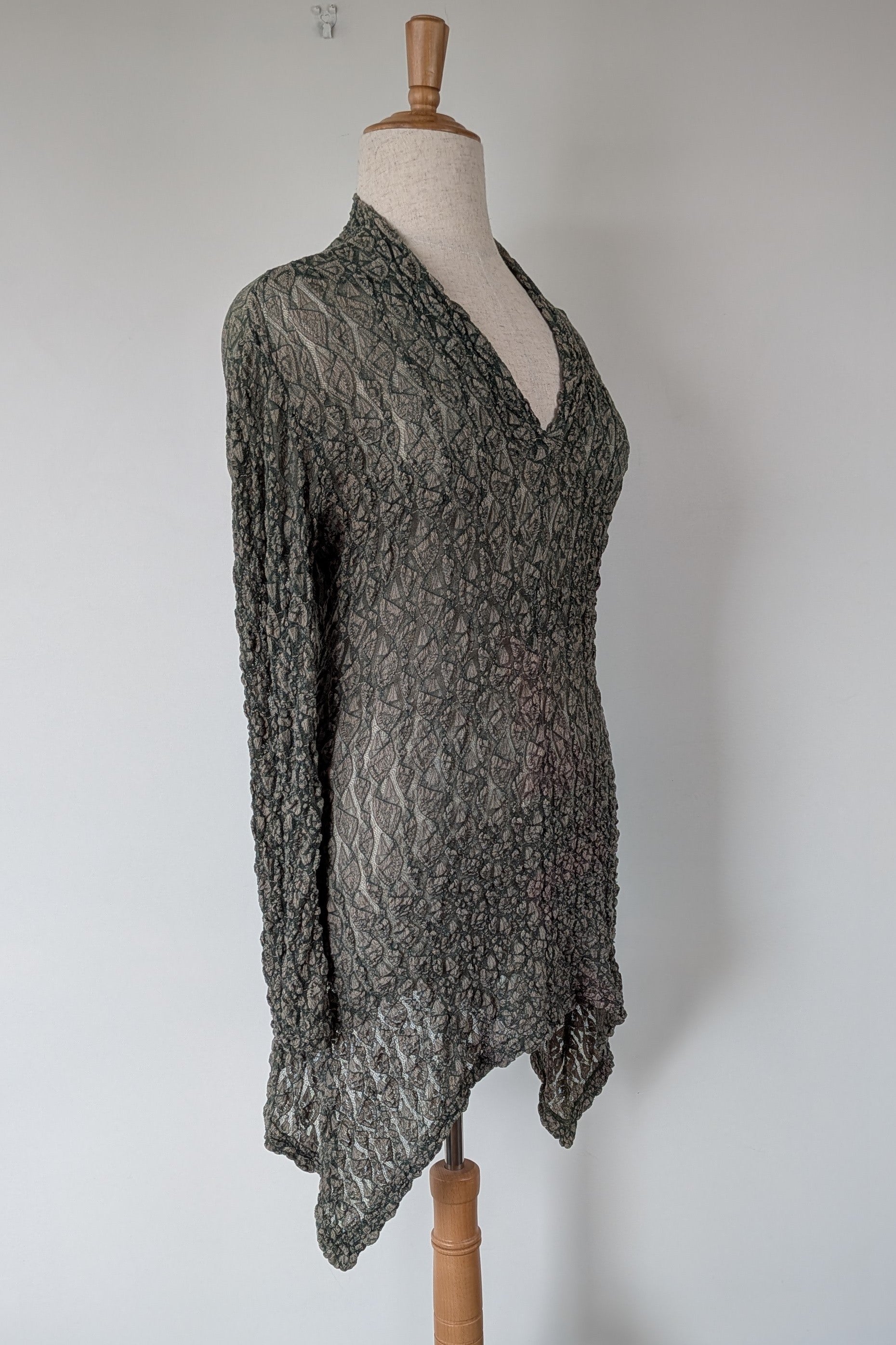 Vintage Y2K Envy Me Green Bouclé Weave Tunic One Size