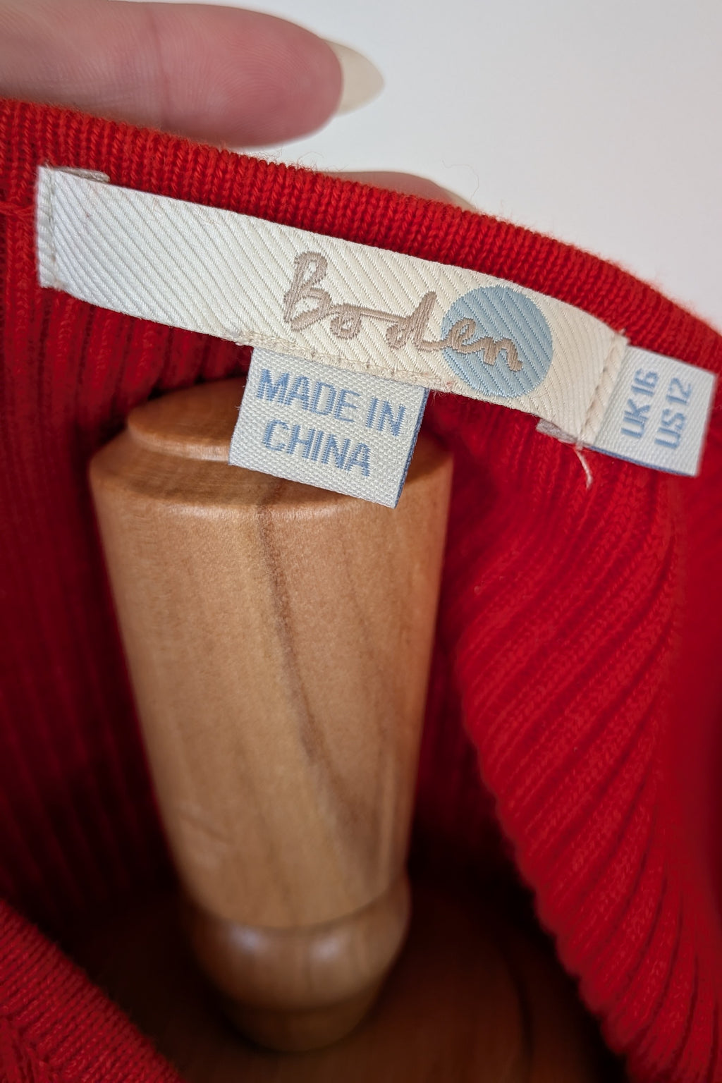 Boden Red Wool Cotton Knit Tee Size 16