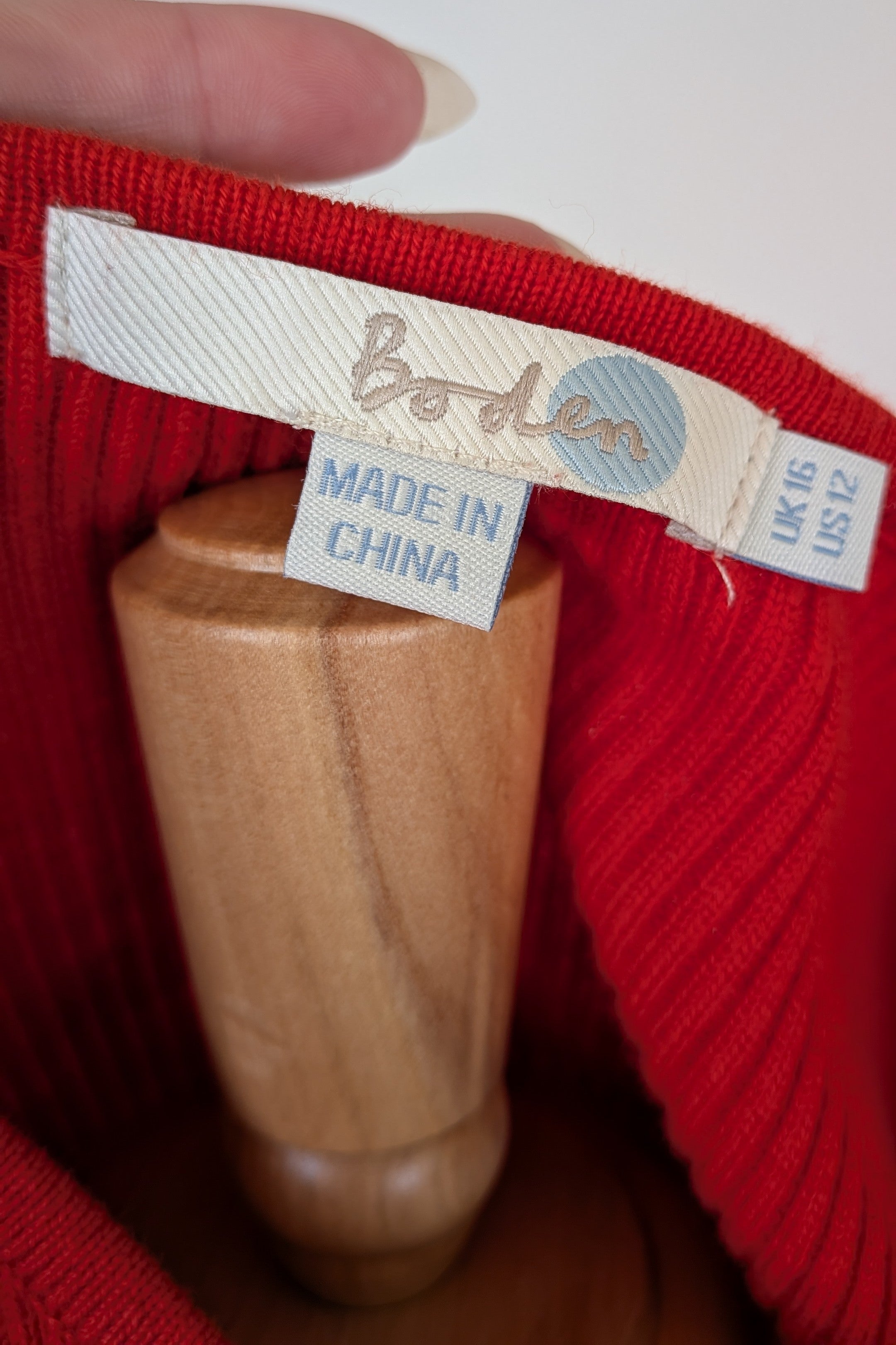 Boden Red Wool Cotton Knit Tee Size 16