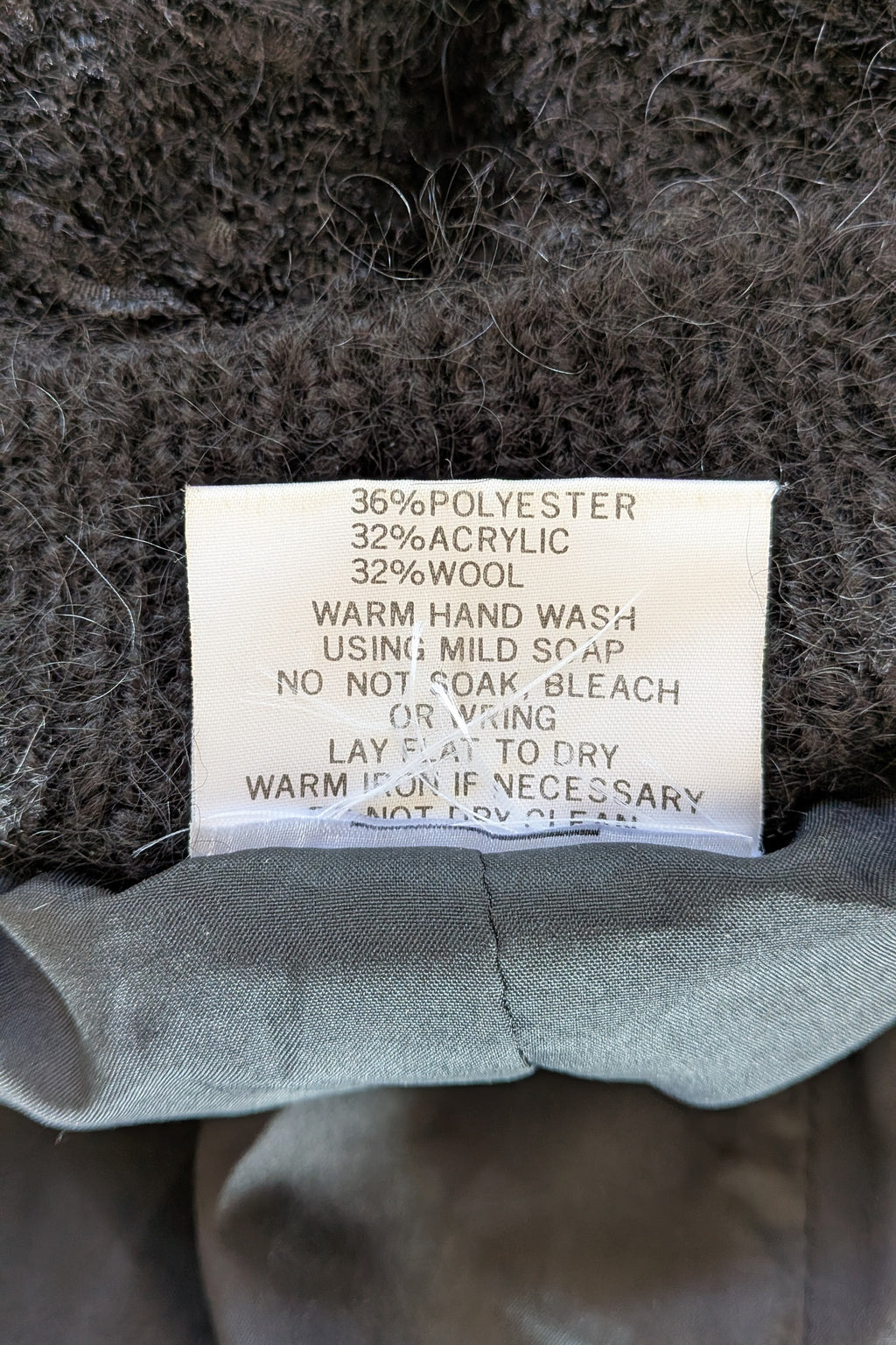 Vintage 80s Bettina Knits Black Wool Blend Bomber Cardigan Size S