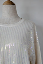 Vine Apparel White Wool Blend Iridescent Sequin Jumper Size M/L
