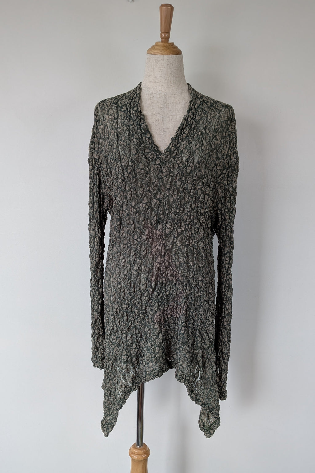 Vintage Y2K Envy Me Green Bouclé Weave Tunic One Size