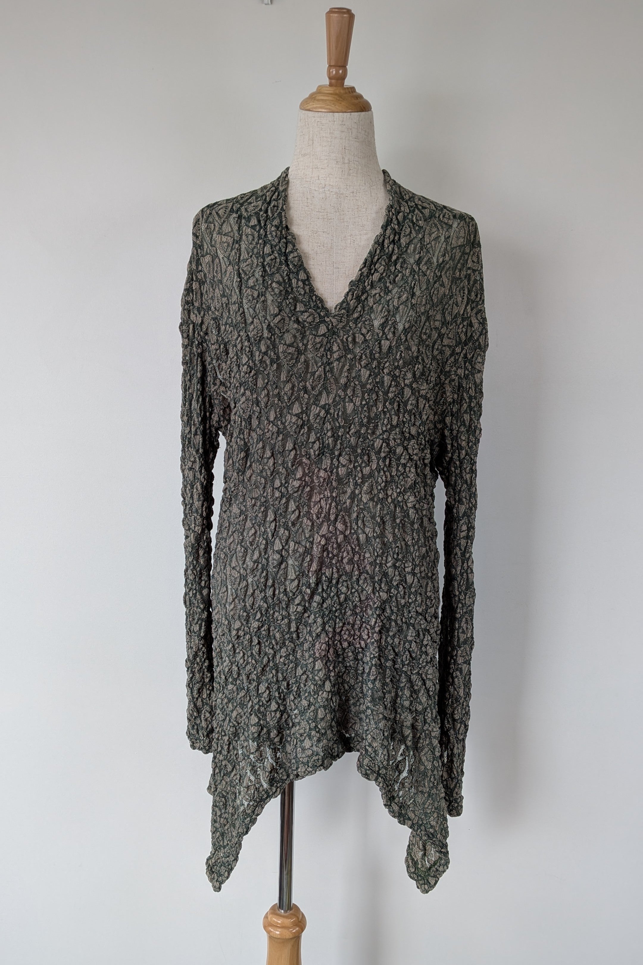 Vintage Y2K Envy Me Green Bouclé Weave Tunic One Size
