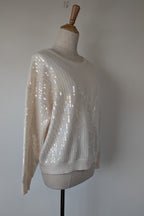 Vine Apparel White Wool Blend Iridescent Sequin Jumper Size M/L