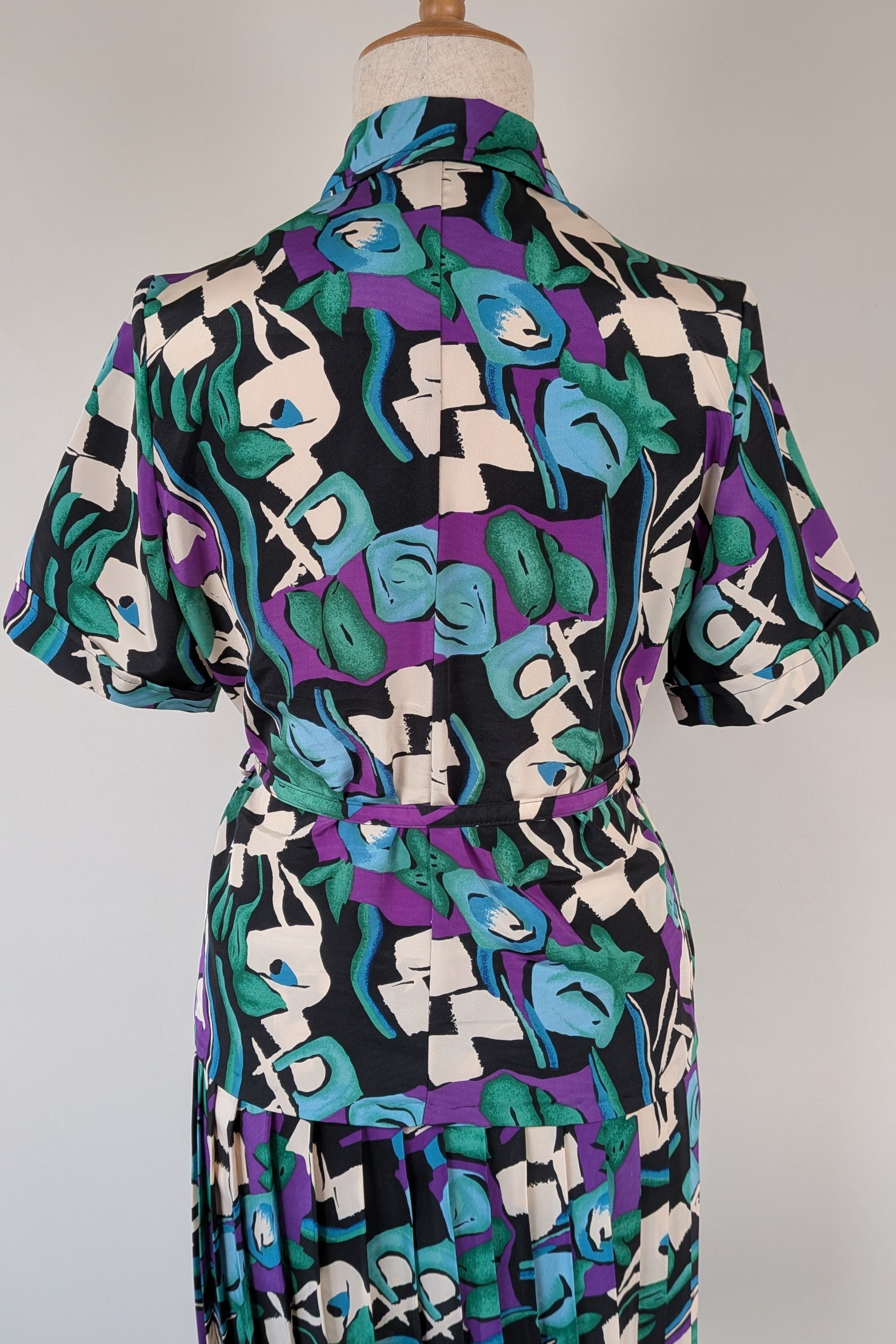 Vintage 80s Styled By Antonia Abstract Pattern Dress Size 16