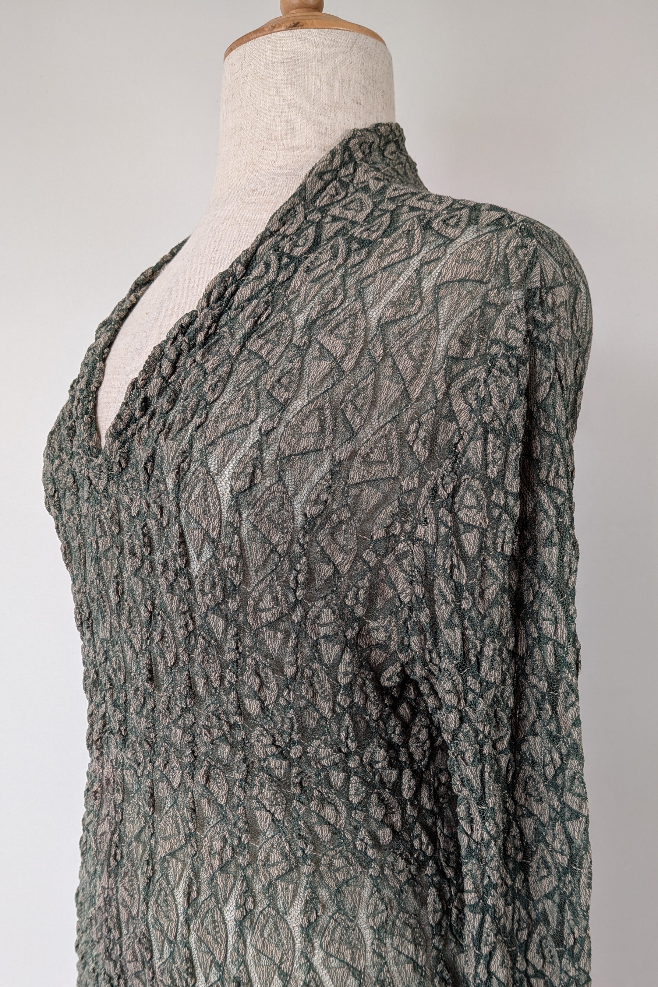 Vintage Y2K Envy Me Green Bouclé Weave Tunic One Size