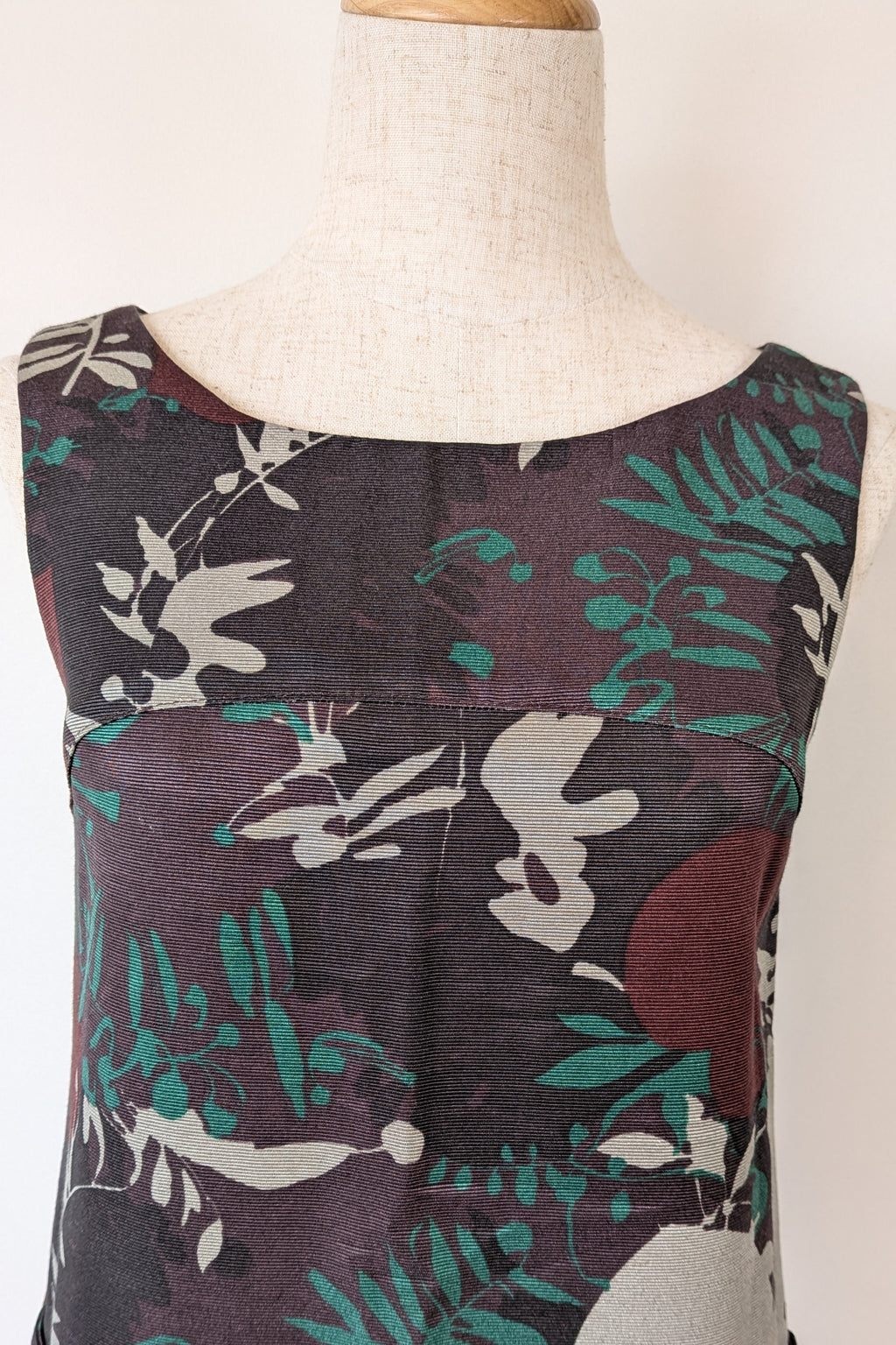 Vintage Cue Botanical Print Shift Dress Size 6