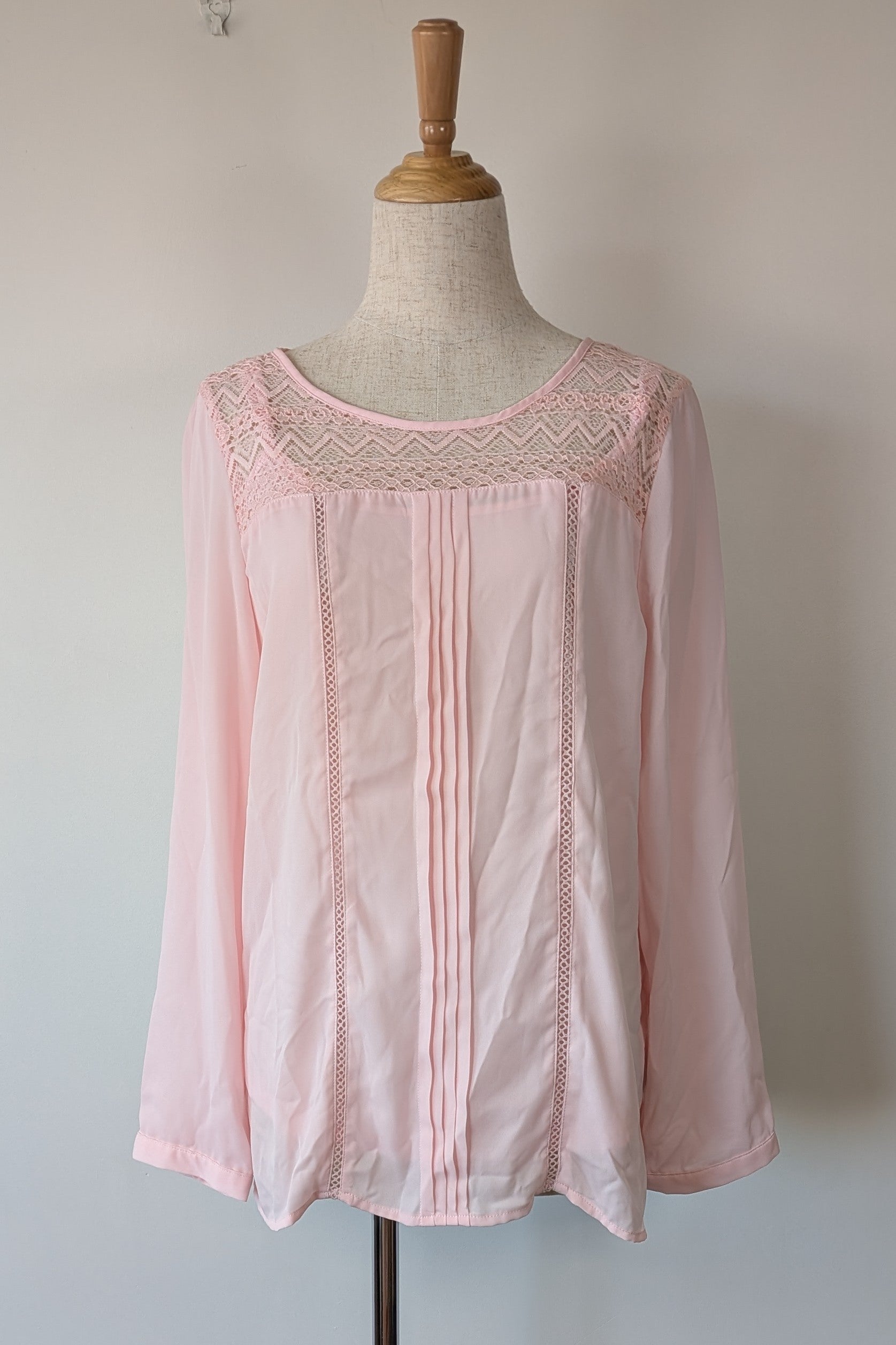 Liz Jordan Rue De Renne Pink Long Sleeve Lace Trim Top Size 14 Brand New With Tags RRP $99.95