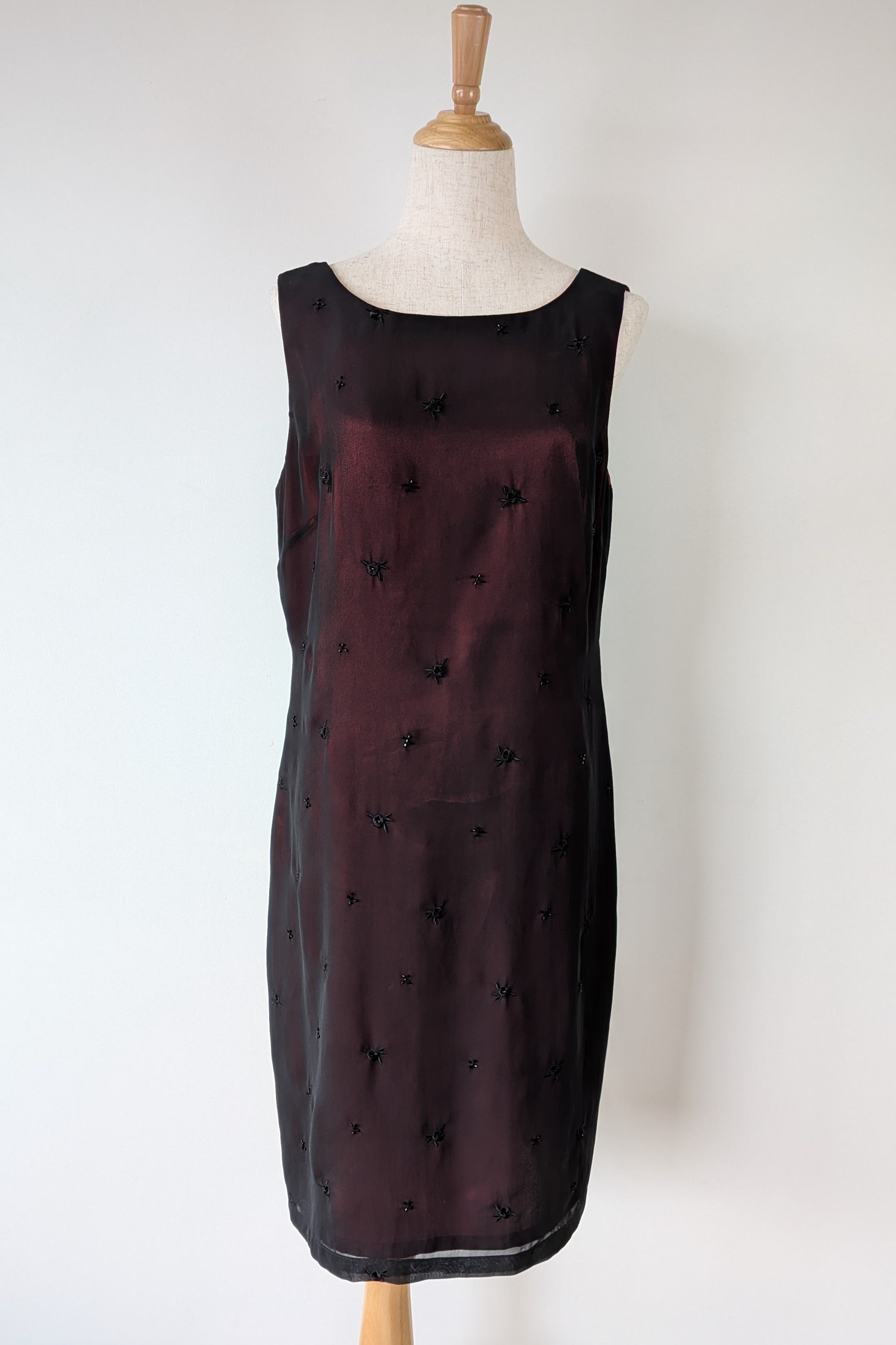 Vintage Y2K Suzanne Grae Red & Black Overlay Dress Size 12