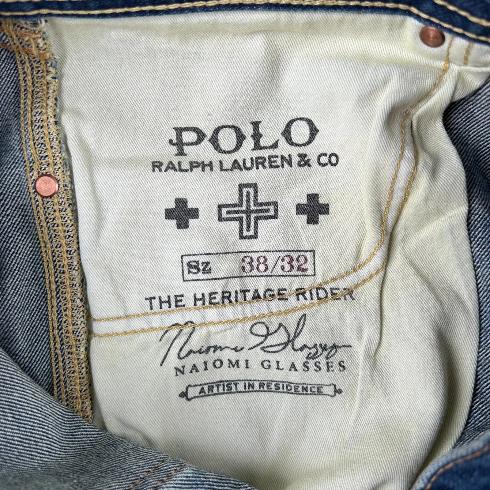 Polo Ralph Lauren x Naiomi Glasses Heritage Rider Jeans Size 38 Brand New With Tags RRP $399