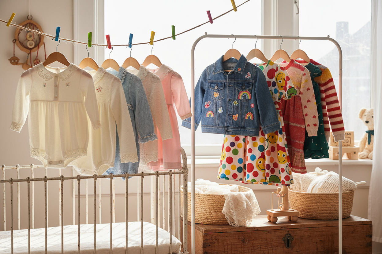 vintage baby clothing and colourful whimsical and fun kids clothing